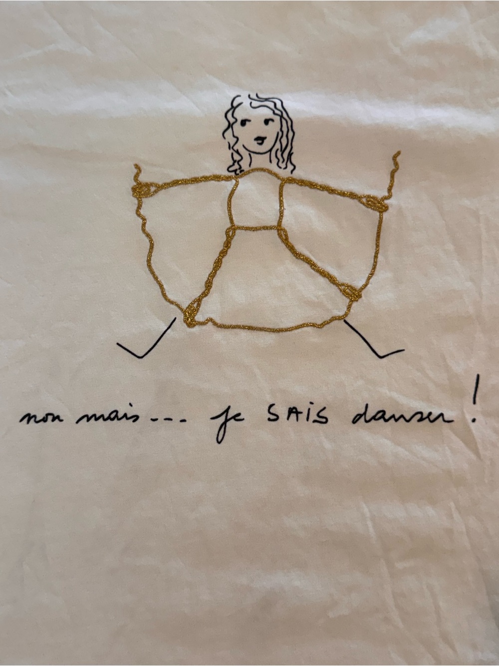 agnès b. Paris Je Sais Danser Embroidered Graphic Tee Size 2 US Size Medium - Picture 2 of 8